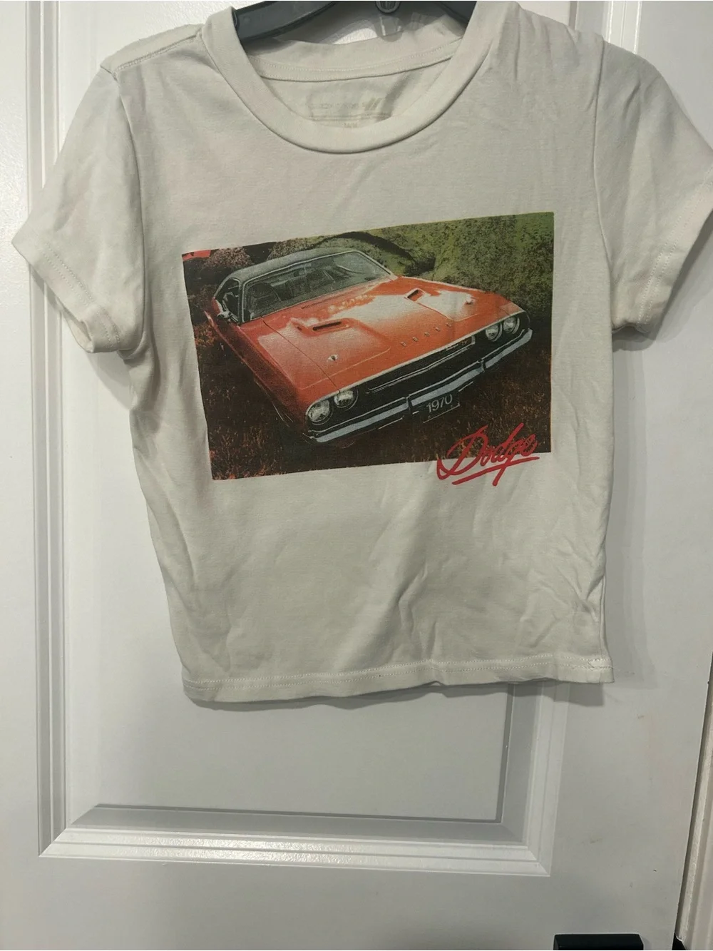 Forever 21 White Crop Tee Car Graphic